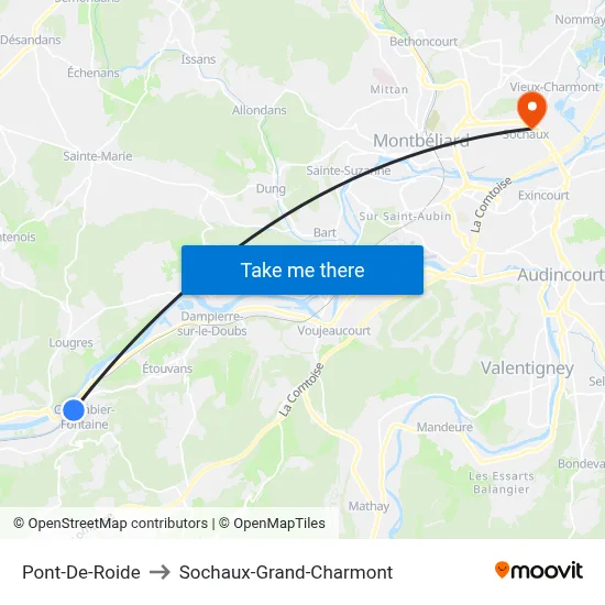 Pont-De-Roide to Sochaux-Grand-Charmont map