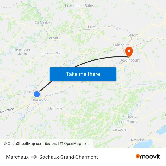 Marchaux to Sochaux-Grand-Charmont map