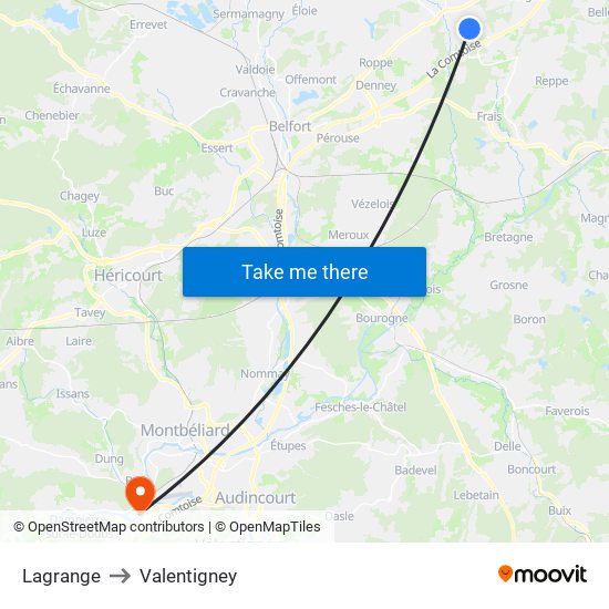 Lagrange to Valentigney map