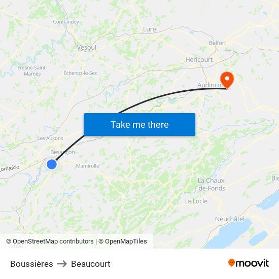 Boussières to Beaucourt map
