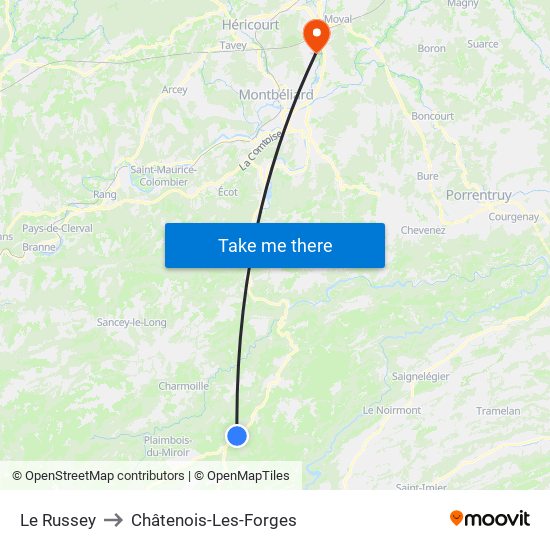 Le Russey to Châtenois-Les-Forges map