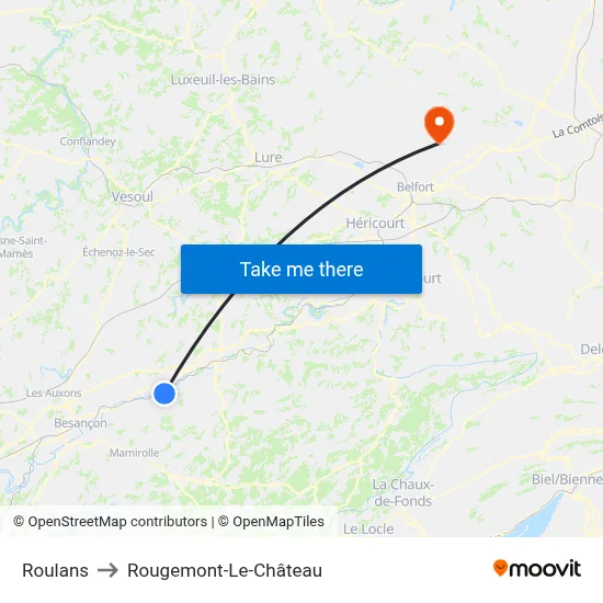Roulans to Rougemont-Le-Château map