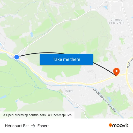 Héricourt-Est to Essert map