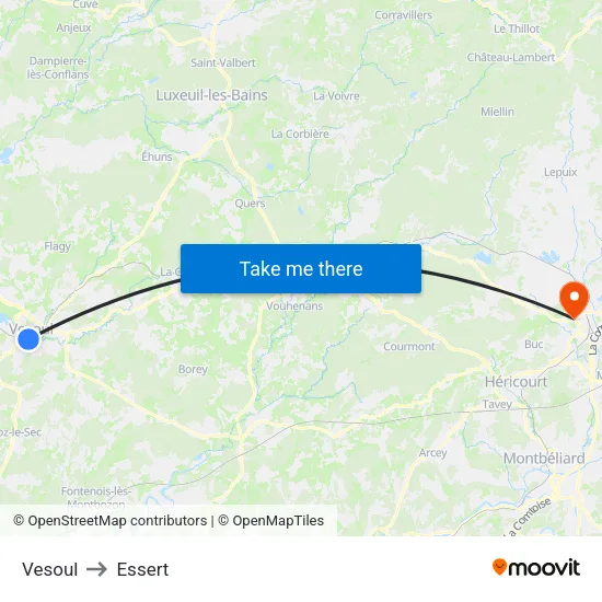 Vesoul to Essert map