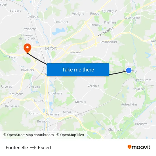 Fontenelle to Essert map