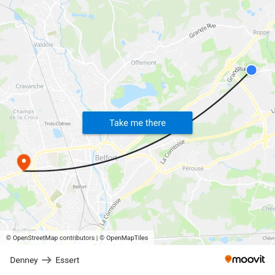 Denney to Essert map