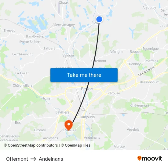 Offemont to Andelnans map