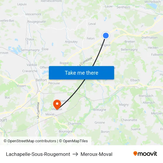 Lachapelle-Sous-Rougemont to Meroux-Moval map