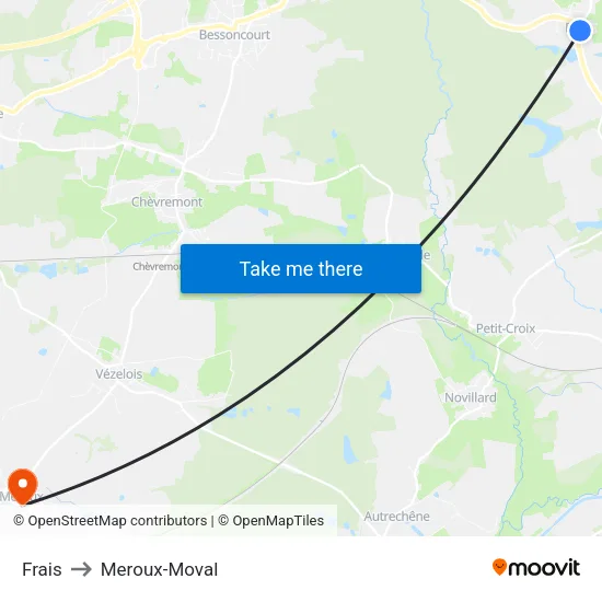 Frais to Meroux-Moval map