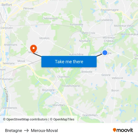 Bretagne to Meroux-Moval map