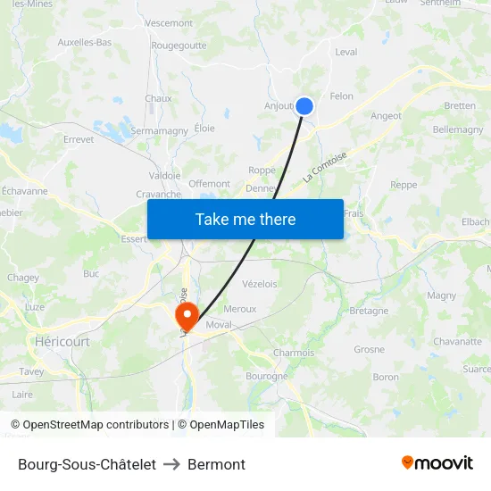 Bourg-Sous-Châtelet to Bermont map