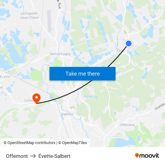 Offemont to Évette-Salbert map