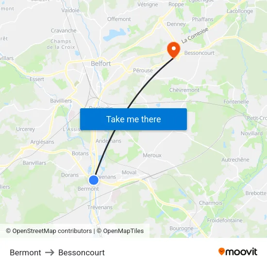 Bermont to Bessoncourt map