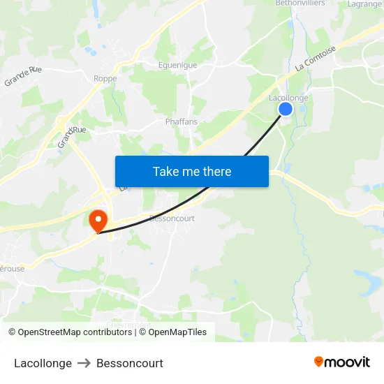Lacollonge to Bessoncourt map