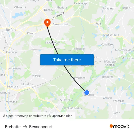 Brebotte to Bessoncourt map