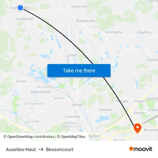 Auxelles-Haut to Bessoncourt map