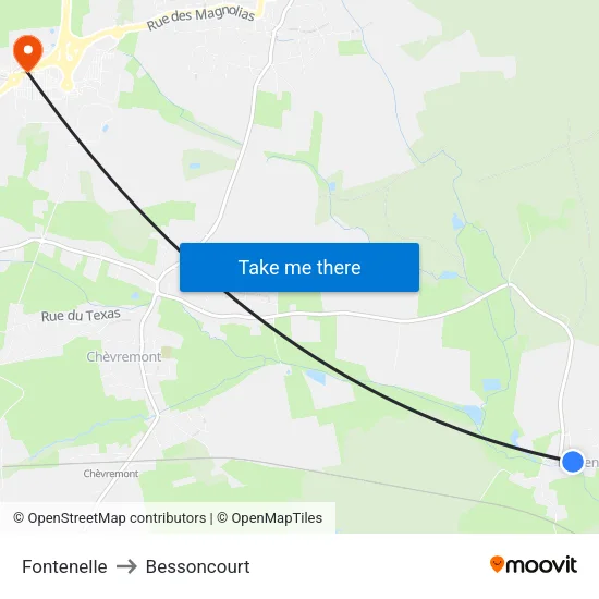 Fontenelle to Bessoncourt map