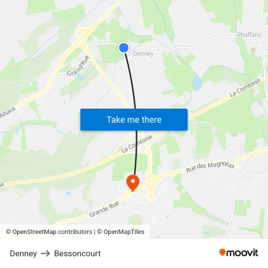 Denney to Bessoncourt map