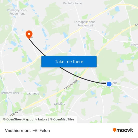 Vauthiermont to Felon map