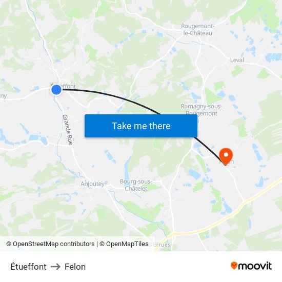 Étueffont to Felon map