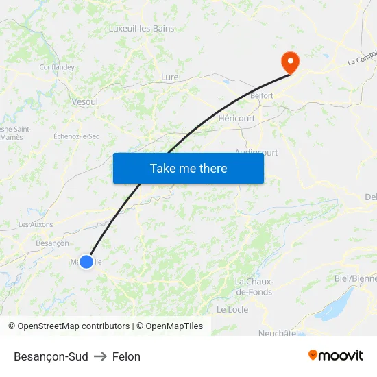 Besançon-Sud to Felon map