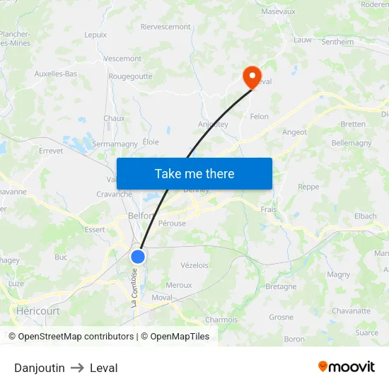 Danjoutin to Leval map