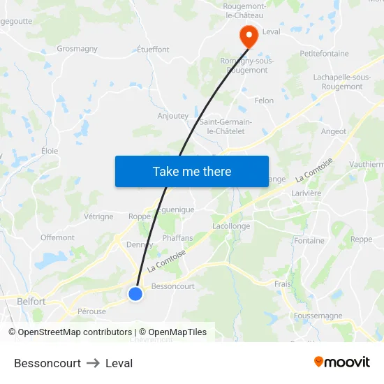 Bessoncourt to Leval map