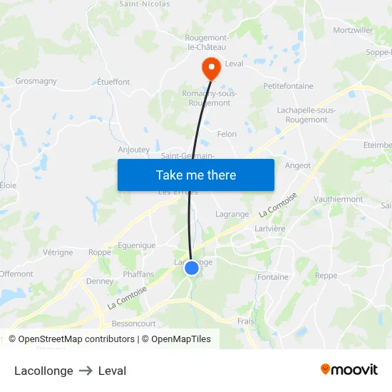 Lacollonge to Leval map