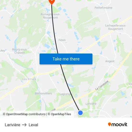 Larivière to Leval map