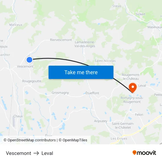 Vescemont to Leval map