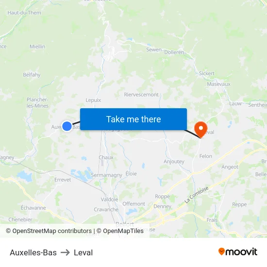 Auxelles-Bas to Leval map