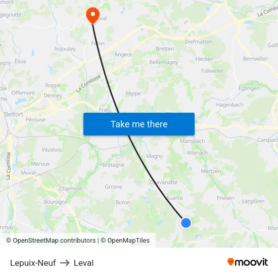Lepuix-Neuf to Leval map