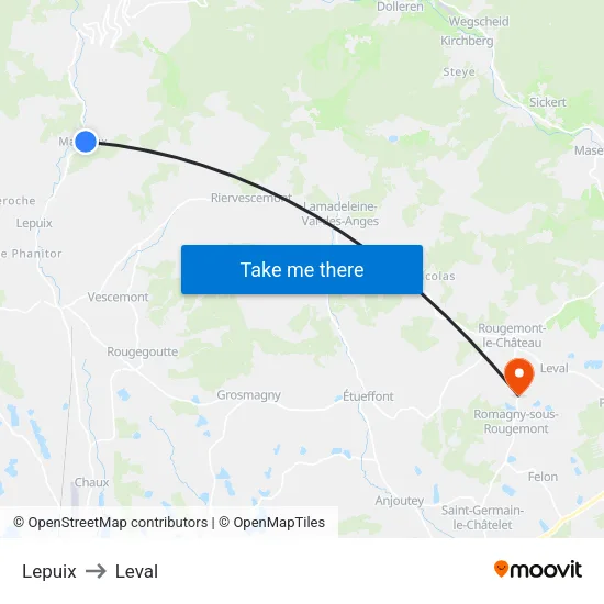 Lepuix to Leval map