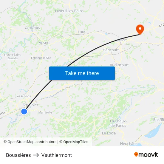 Boussières to Vauthiermont map