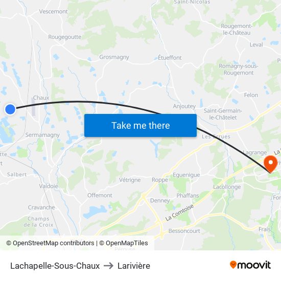 Lachapelle-Sous-Chaux to Larivière map