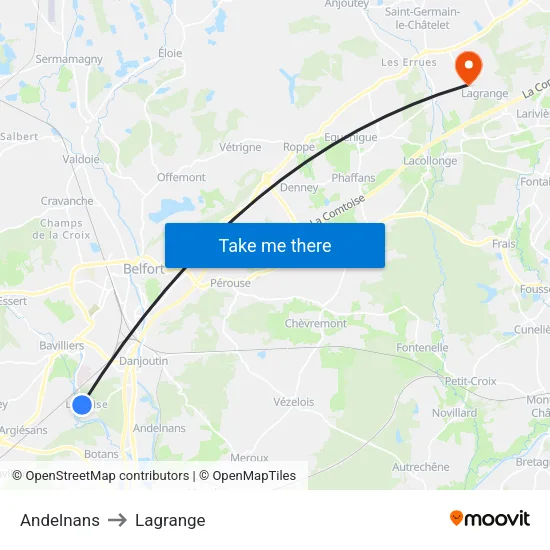 Andelnans to Lagrange map