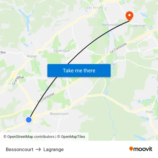 Bessoncourt to Lagrange map