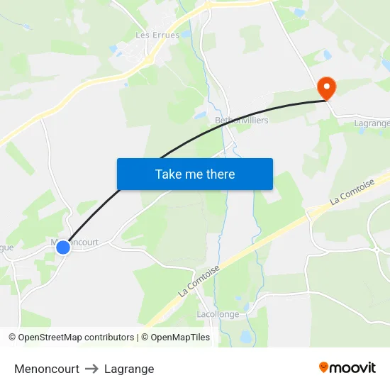 Menoncourt to Lagrange map