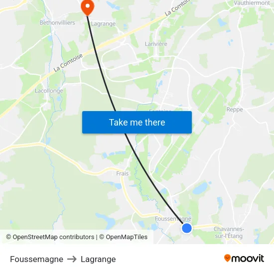 Foussemagne to Lagrange map