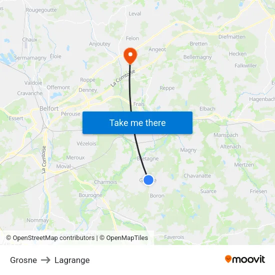 Grosne to Lagrange map