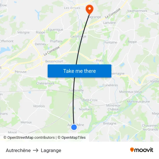 Autrechêne to Lagrange map