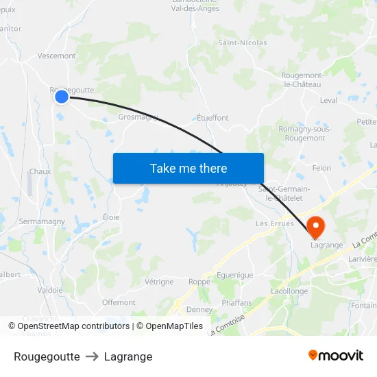 Rougegoutte to Lagrange map
