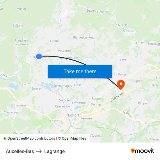 Auxelles-Bas to Lagrange map