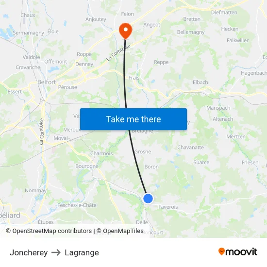 Joncherey to Lagrange map