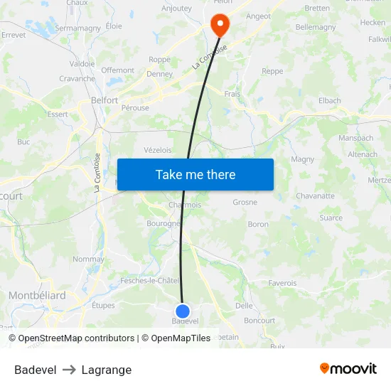 Badevel to Lagrange map