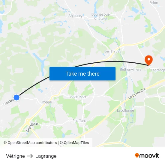 Vétrigne to Lagrange map