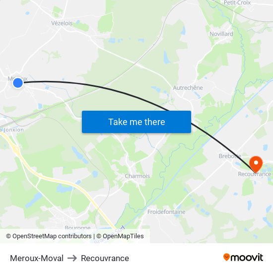 Meroux-Moval to Recouvrance map