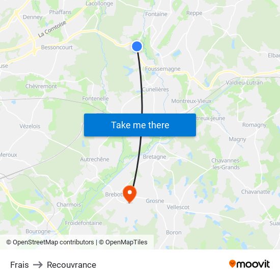 Frais to Recouvrance map