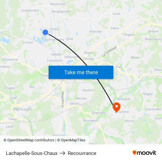 Lachapelle-Sous-Chaux to Recouvrance map
