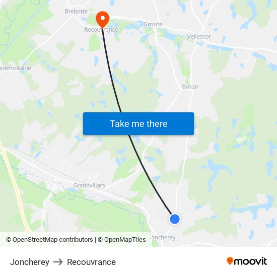 Joncherey to Recouvrance map